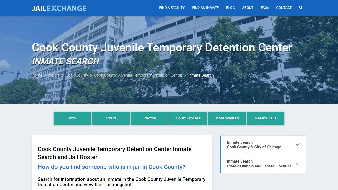Cook County Juvenile Temporary Detention Center Inmate Search
