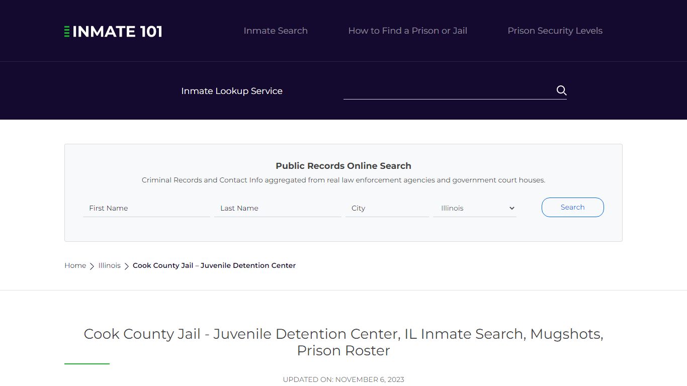 Cook County Jail - Juvenile Detention Center, IL Inmate Search ...